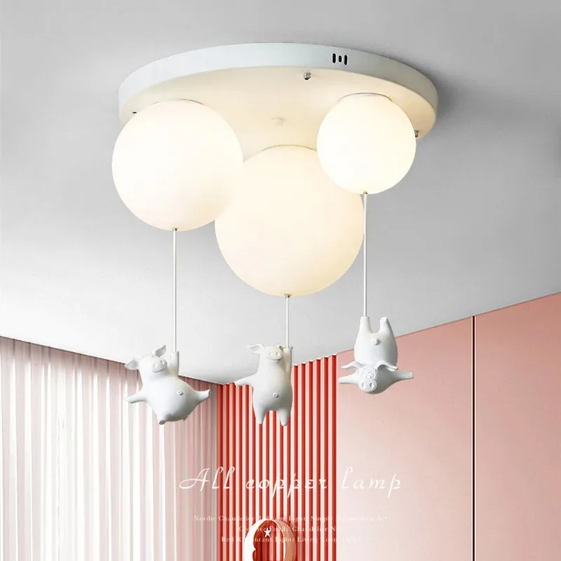

Simple Children's Room Ceiling Lamp Boy Bedroom Led Cartoon Creative Pig Personality Modern Chandelier