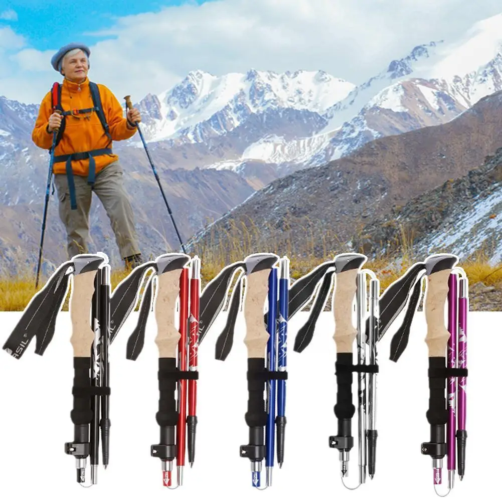 

33-125cm 5 Sections Trekking Poles Ultralight Carbon Telescopic Nordic Quick Stick Walking Fiber Flip-Lock Folding Hiking Z4L7