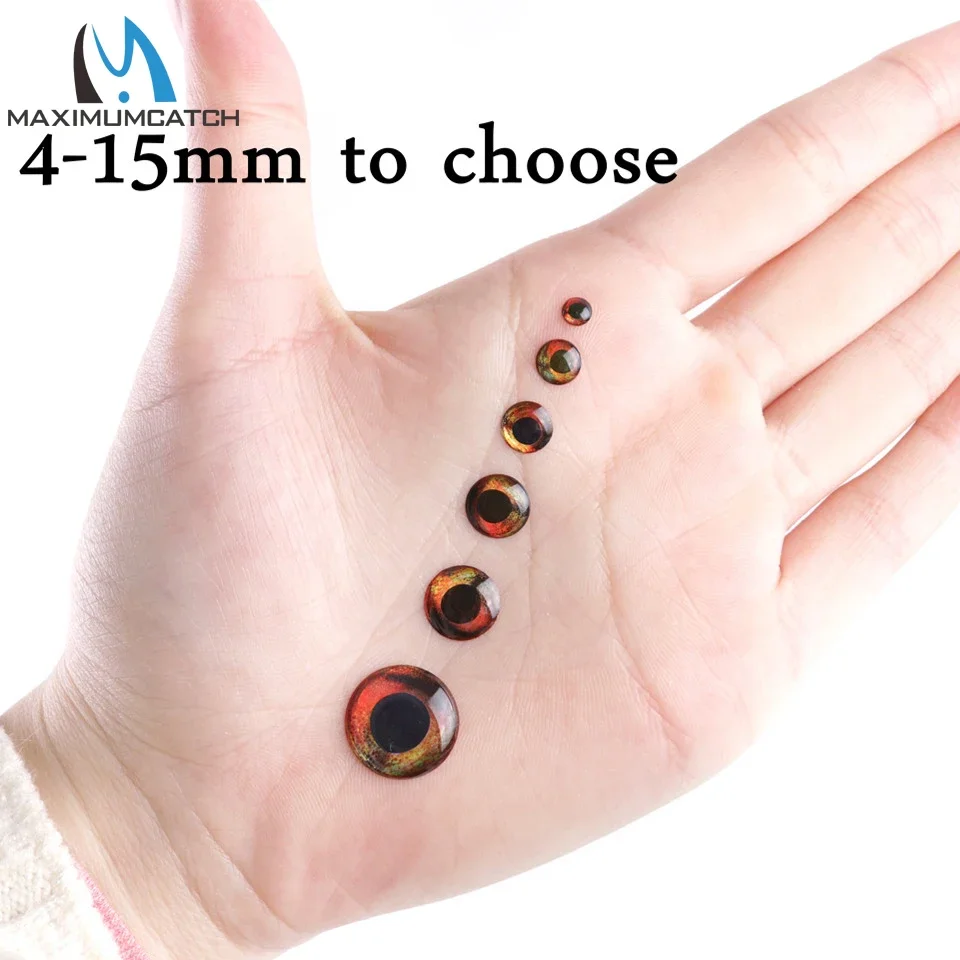 MAXCATCH 2D/3D/4D Angelköder-Augen 3mm-15mm Fliegenbindematerial Realistische Harz-Fischaugen DIY Fliegenfischen Köderherstellung – Detail 29