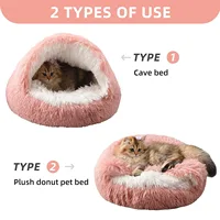 Lit pour animaux de compagnie 2 en 1 en peluche douce 50CM avec housse lit rond pour chat matelas pour chiot chaud chat chien nid de couchage grotte pour petits chiens tapis 5