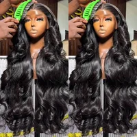 Perruque brésilienne en cheveux humains, densité 250, ondulée, avec fermeture 13x4 en dentelle frontale, noire, et frontale transparente HD 13x6 3