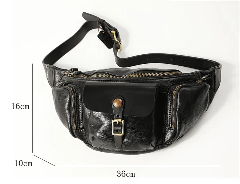 Pndme Mode Luxus Echt leder Herren Multi-Pocket Brusttasche Designer hochwertige echte Rindsleder Schulter Umhängetasche – Detail 1