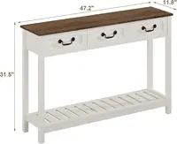 47" Farmhouse Console Table with 3 Drawers, Rustic Entryway Table, Narrow Long Sofa Table for Living Room, Hallway, Behind Couch 2