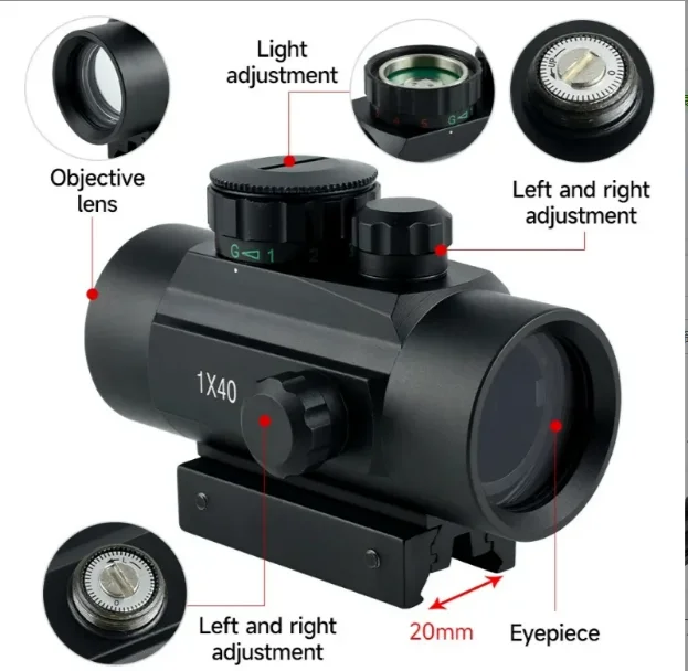 1X40RD Single-tube Telescope Aluminum Alloy Calibrator Outdoor Travel Multi-coated Light Precision 3 MOA Red Dot