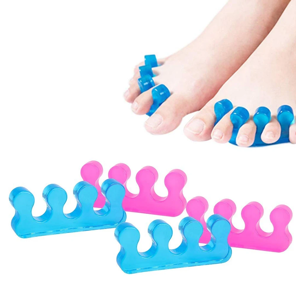 2Pcs/Pair Soft Silicone Toe Nails Separator Blue Pink Flexible Finger Toenails Spacers Separation for Nail Polish Pedicure Tools