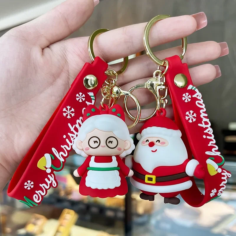 Weihnachtsmann, Frau Claus, Weihnachts-Cartoon-Schlüsselanhänger, Weihnachtszubehör, Anhänger, niedliche Schlüsselanhänger für Paare, Schmuck, Geschenke für Freunde