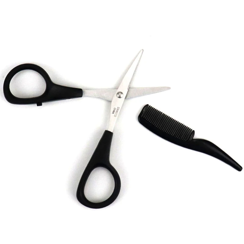 Herren Bart Schnurrbart Kamm Nase Ohr Schere Trimmen Kit Haushalt Mini Bart Schere Set – Detail 4
