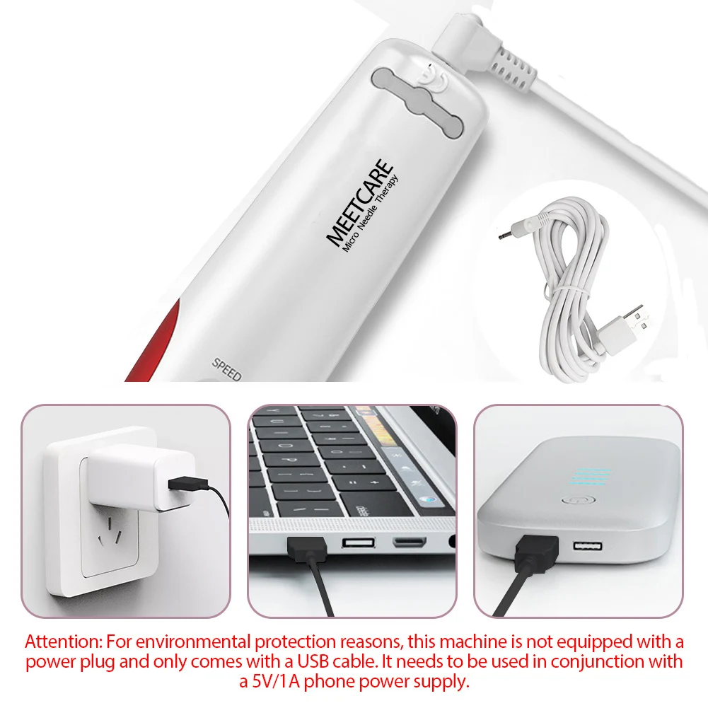 Electric Wireless Microneedling Derma Pen Bayonet Cartridge Needle 5 Speed Beauty Skin Care