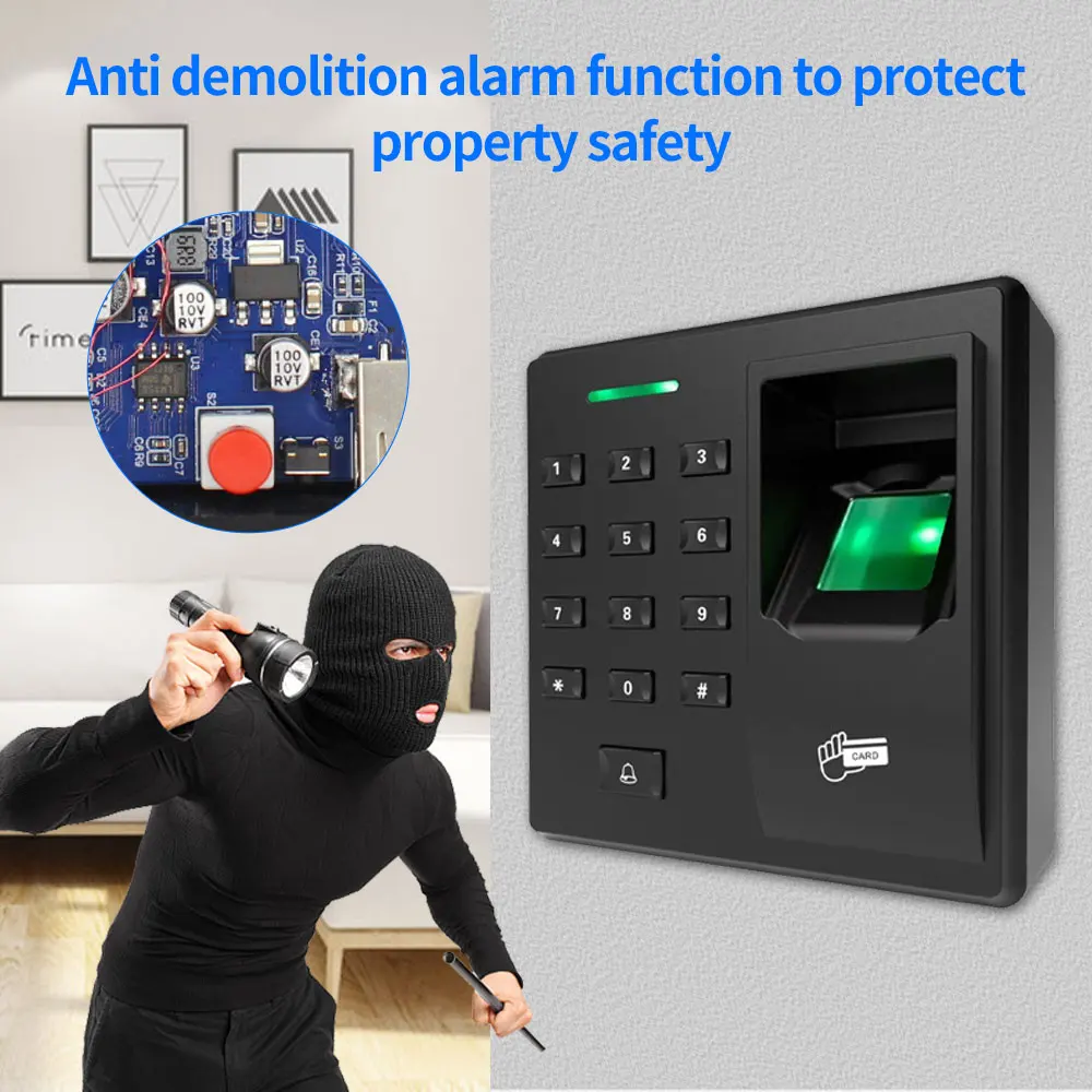 Biometric Fingerprint Scanner Access Control Keypad Standalone With Relay RFID 125K Wiegand Reader For Security Door Lock System