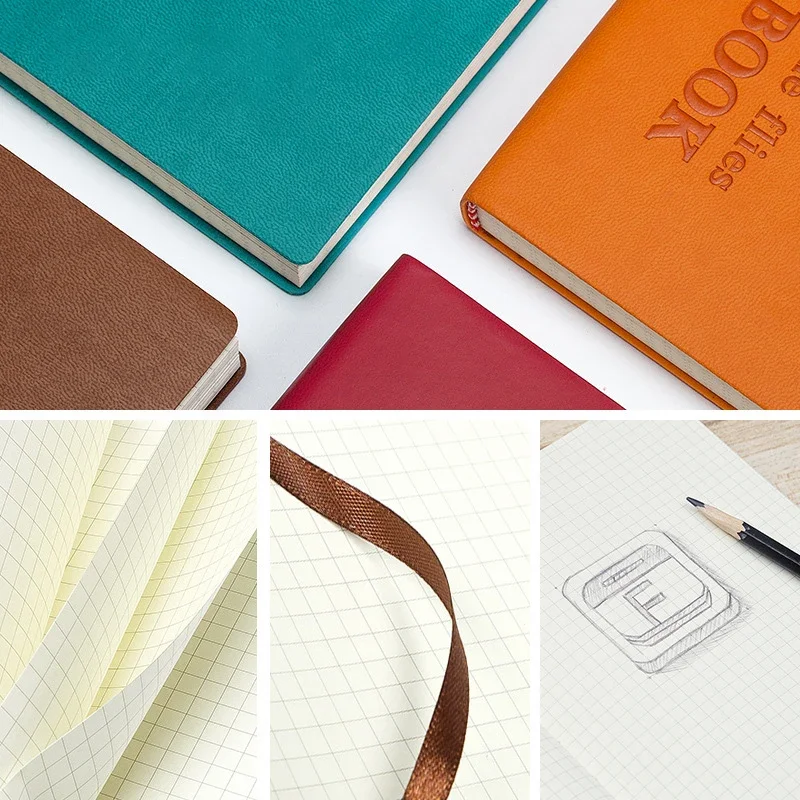 Grid Notebook A5 Travelers Journals School Office Meeting Record Checkered Paper Notepad Handbook Agenda - 2