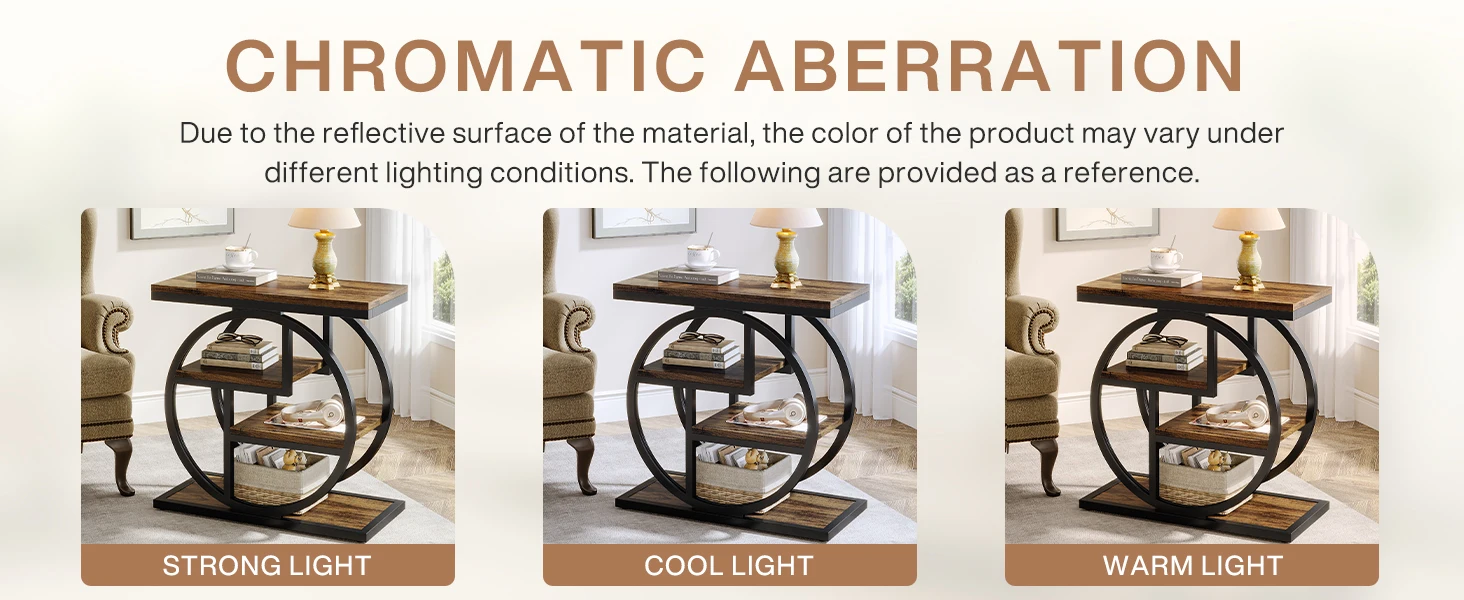 Tribesigns 3-Tier Narrow Side Table with Storage