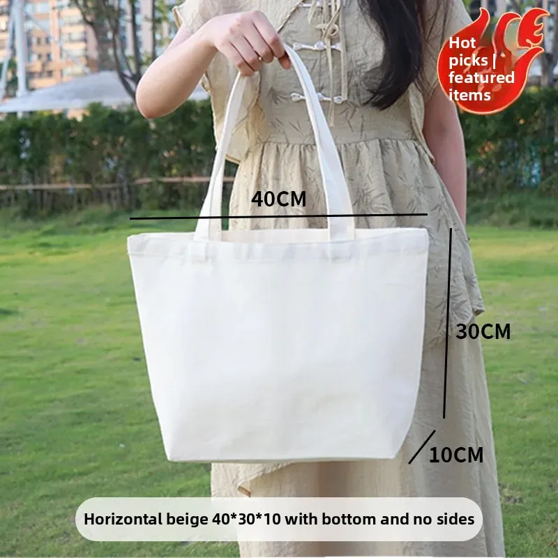 Sustainable Cotton Canvas Tote Bag - Lightweight & Reusable Shopping and School Handbag