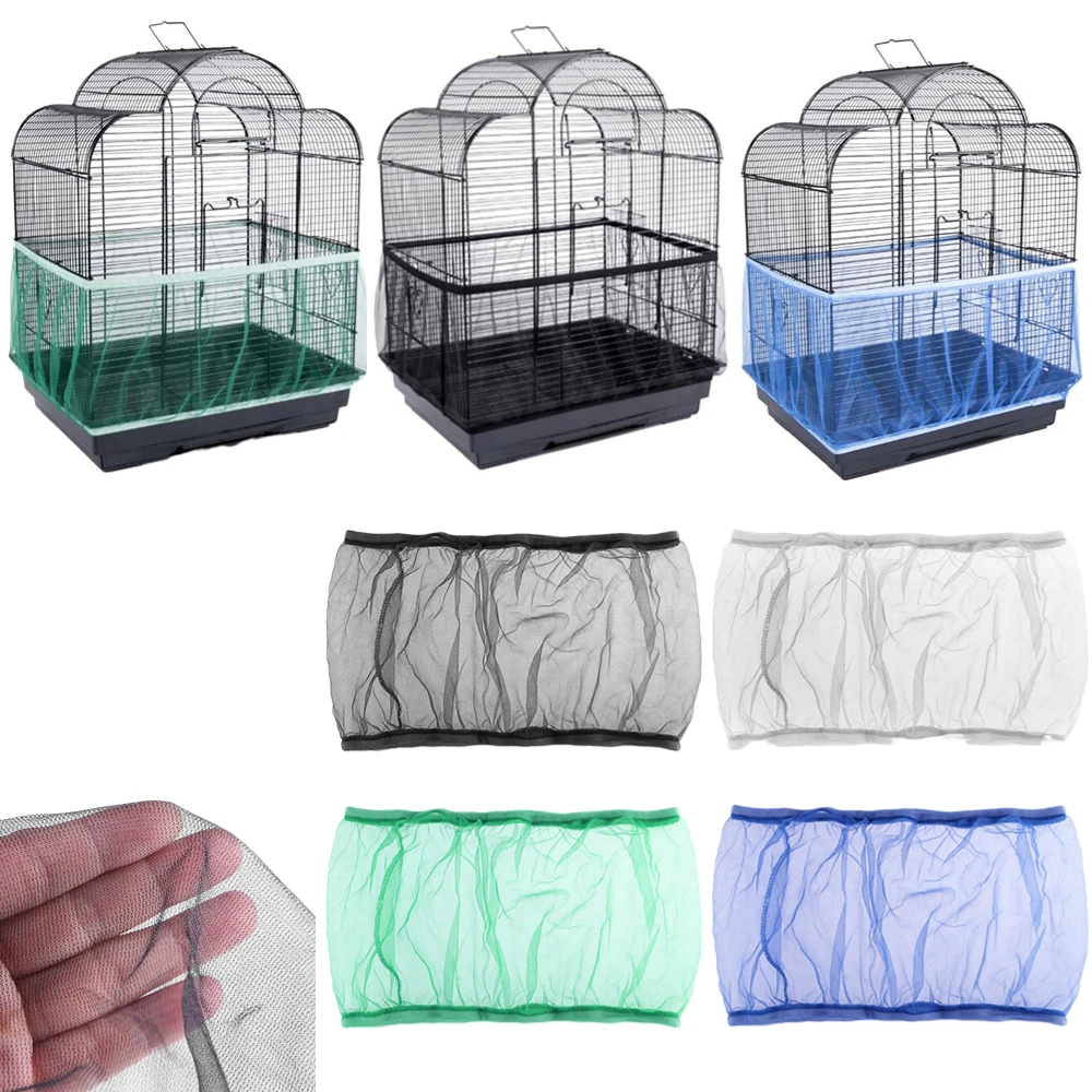 Nylon Mesh Receptor Seed Bird Parrot Cover Soft Easy Cleaning Nylon Airy Fabric Mesh Bird Cage Cover Catcher Supplies bird cage cover