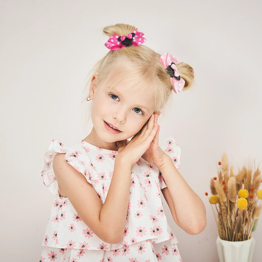 Hair Accessories Baby Girl Polka Dot Bow Hair Clips 4Pcs/lot For Hair kids Cartoon Hairpins Gift Set