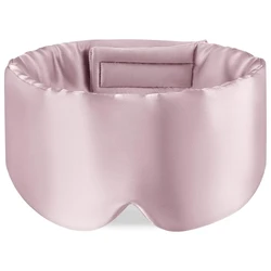 Luxurious Mulberry Silk Sleep Mask - Soft Pressureless Design with Adjustable Velcro Ear Cover, Anti - Wrinkle Eye Care (Pink)