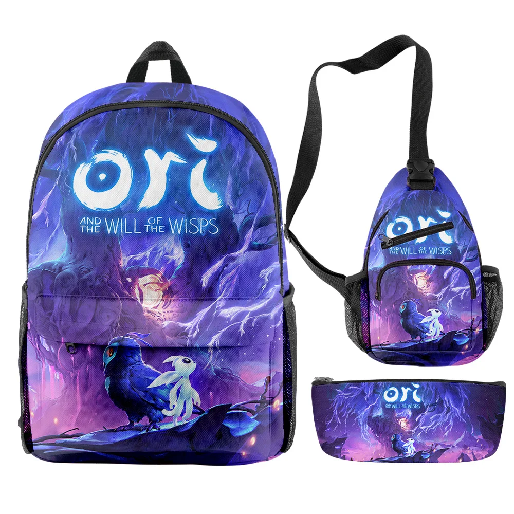 Ori And The Will Of The Wisps Zaini 3 Pezzi Set Unique Zipper Daypack 2024 Borsa Da Viaggio In Stile Casual Borsa Da Scuola Per Bambini Adulti