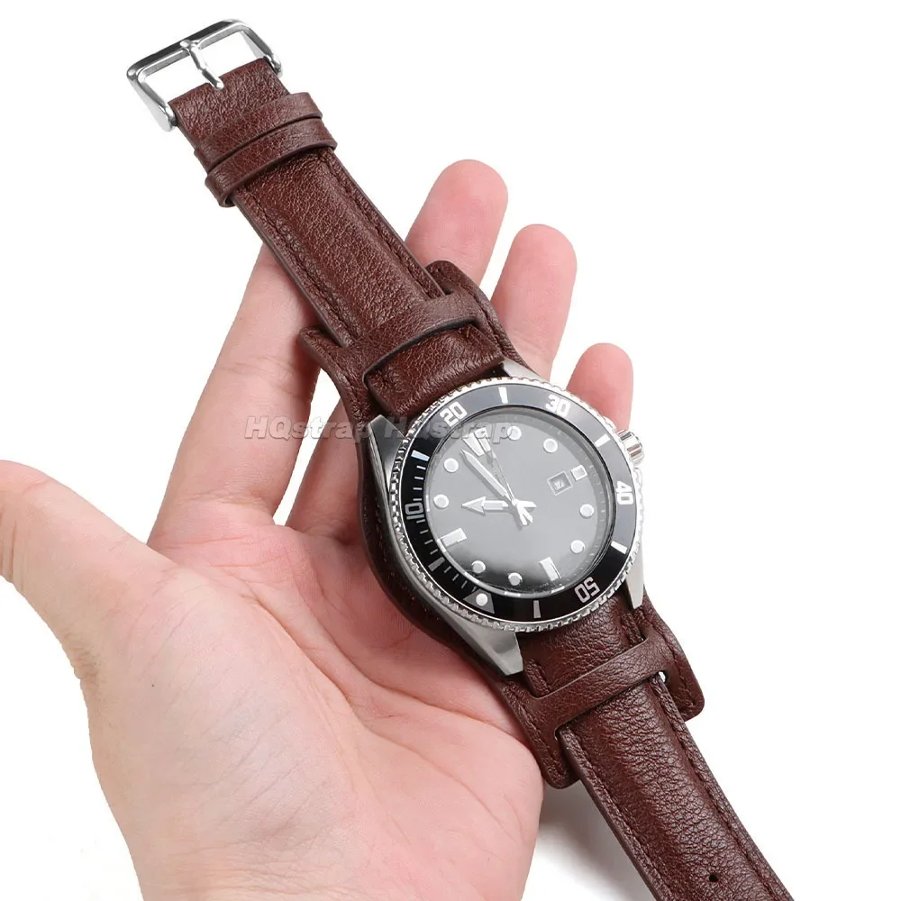 Vintage Genuine Leather Watch Band - Cowhide Bracelet Replacement Wristband