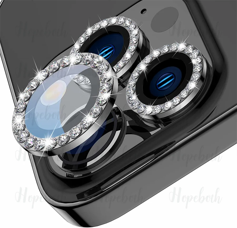 100 Stück Glitzer-Diamant-Kameraobjektivschutz für iPhone16 11 14 15 Pro Max 13 12 Pro 9H gehärtetes Glas Displayschutzfolie – Detail 21