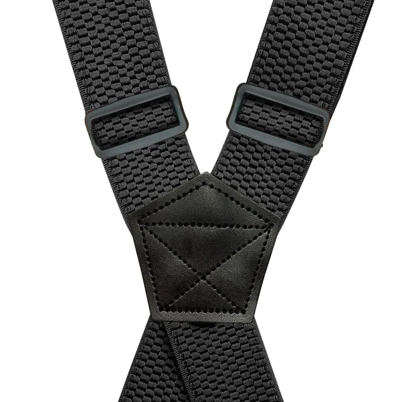 Work Suspenders for Men 3.8cm Wide X-Back 4 Plastic Gripper Clasps Adjustable Elastic Trouser Pants Braces
