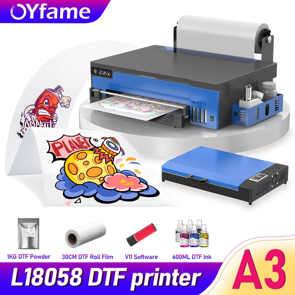 OYfame A3 XP600 DTF 프린터 A3 DTF 프린터 필름에 직접 인쇄하는 DTF 프린터 의류용 티셔츠 청바지 티셔츠 인쇄기 A3
