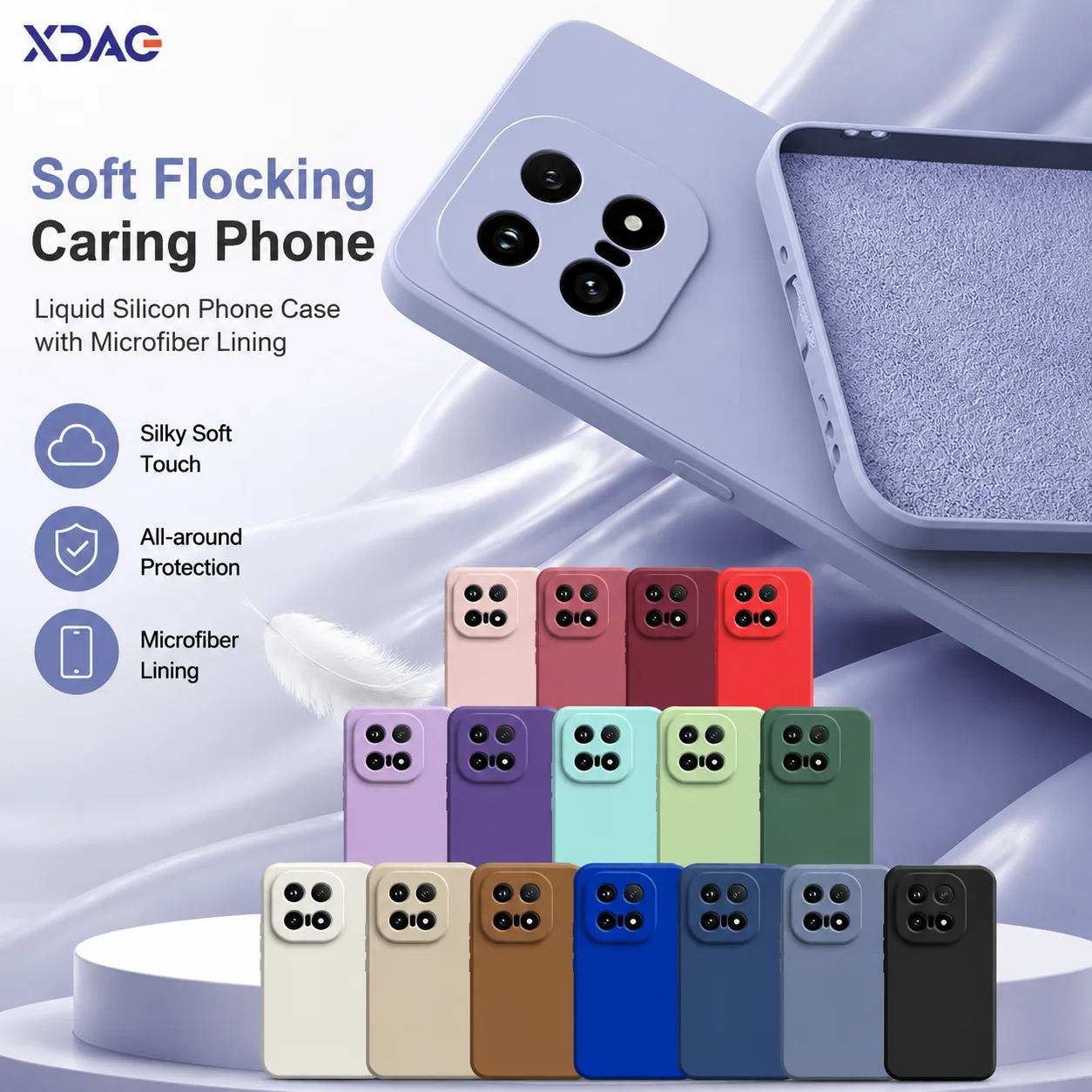 Chic Fashion Cover: Soft Square Liquid Silicone Case with Camera Protection