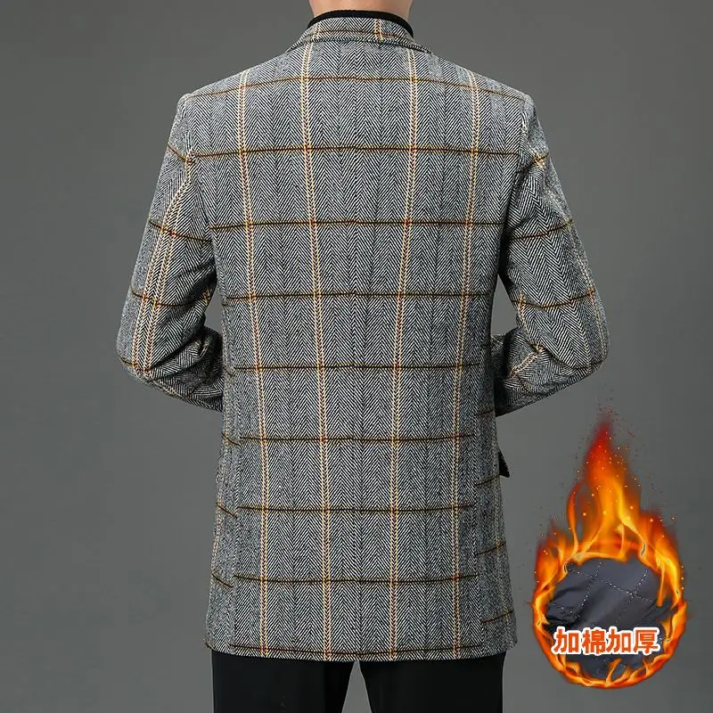 Cappotti di lana scozzesi da uomo invernali di alta qualità Business Casual Cappotto in cotone addensato Capispalla Giacca a vento calda slim fit 5