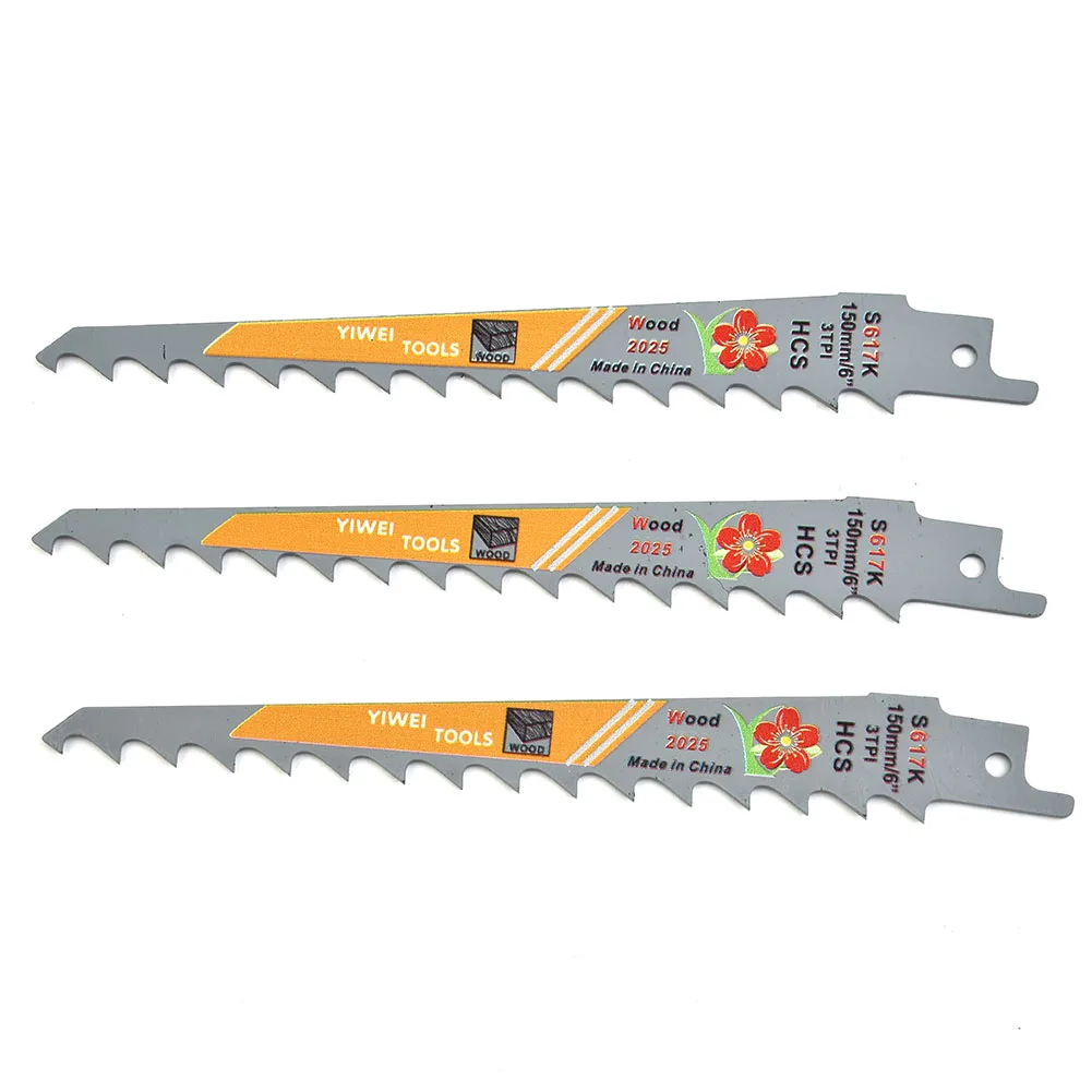 Reciprocating Saw Blades 3pcs 150mm 3 TPI HCS Multi For Wood Metal PVC Tube Cutting Tools