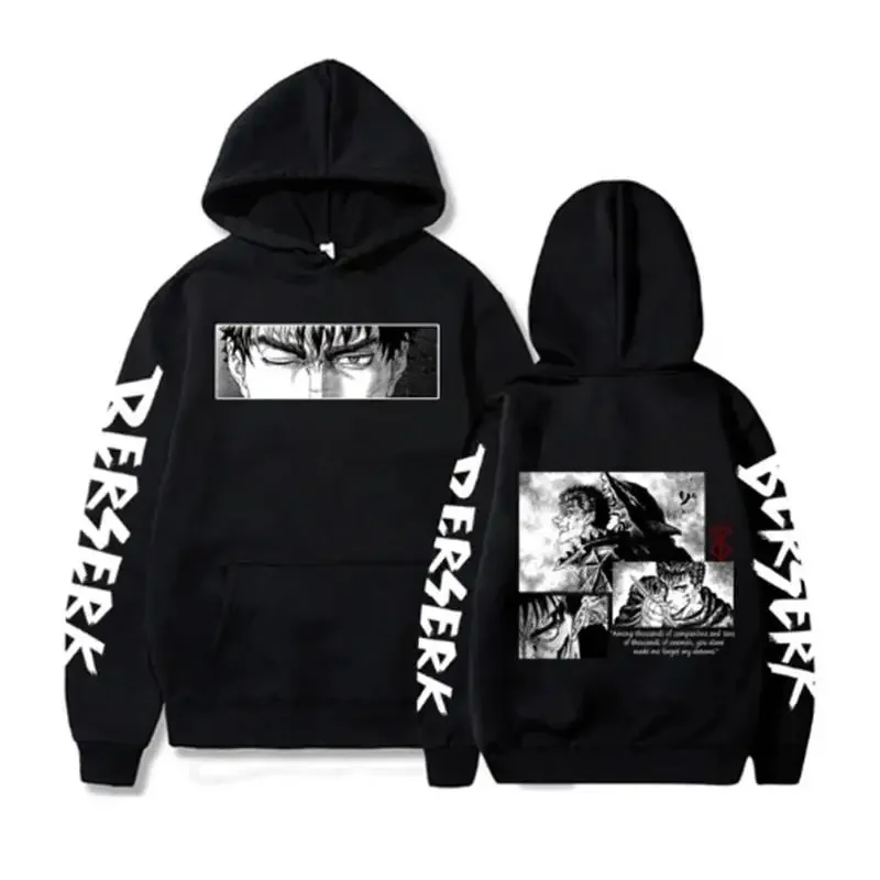 Berserk Guts Hoodies Men Women Graphic Print Long Sleeve Streetwear Japanese Style Manga Sweatshirts Fleece Loose Soft Clothing 4