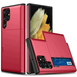 Shockproof Heavy Duty Phone Case with Card Holder for Galaxy Note20 (Red)