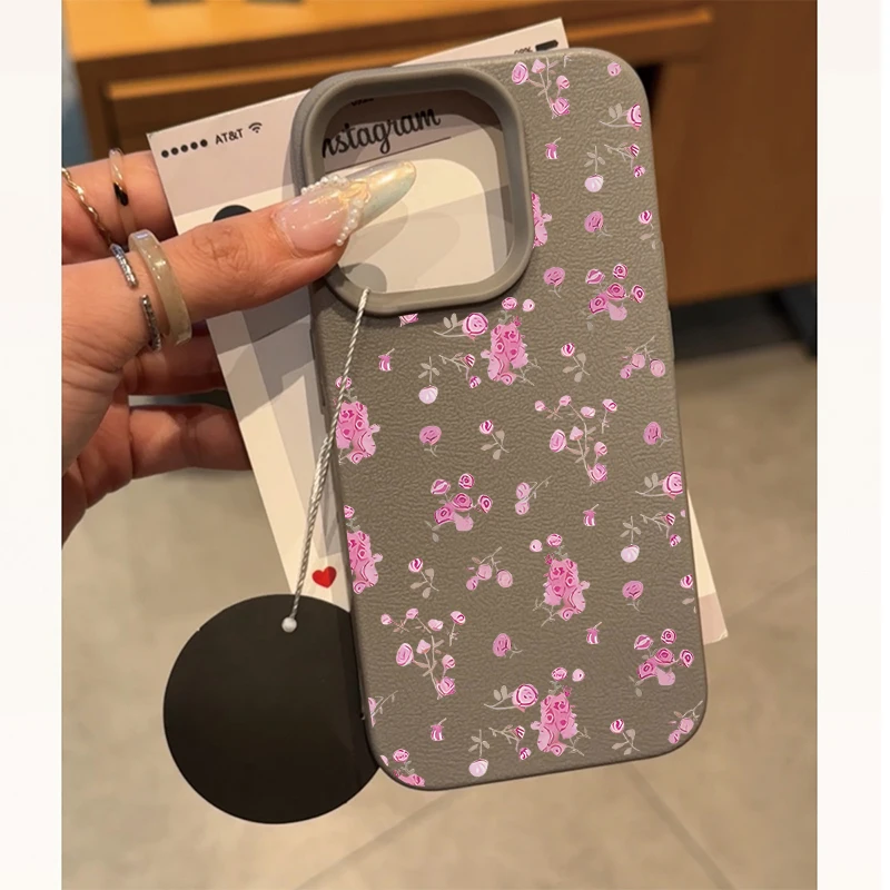 Pink Small Flowers Lichee Pattern Phone Case