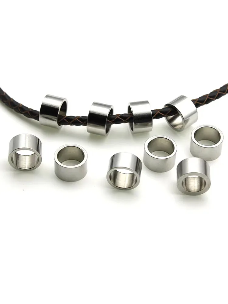 10 Stück Edelstahl-Röhrenperlen, lose Großlochperlen, Anhänger für DIY Schmuck, Armbänder, Halsketten, Bastelzubehör – Detail 2
