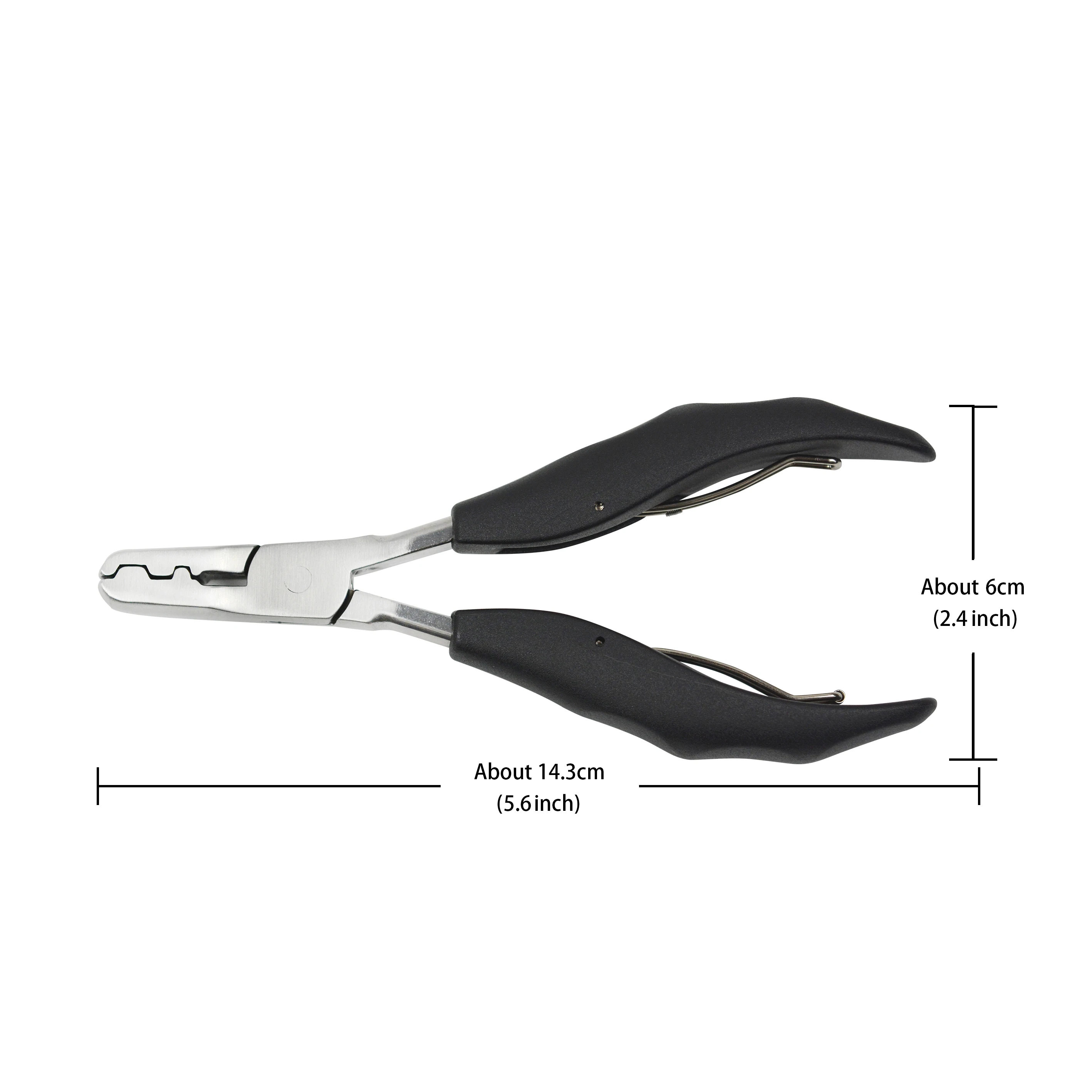 1 Piece Black Flat Shape Plier Stainless Steel Hair Pliers with 3mm and 5mm U shaped for Hair Extensions Tool