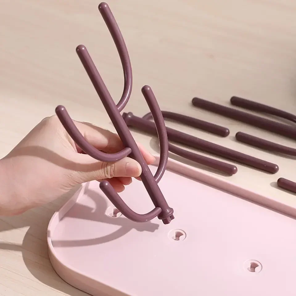 1 PCS Baby Bottle Drying Racks Pink Beige Feeding Cup Holder Removable Storage Support Drain Rack Bottle Cleaning Drying Machine