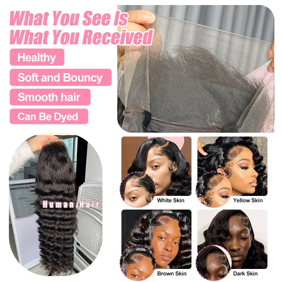 200% Loose Deep Wave 13x6 Lace Front Human Hair Wigs 30 40 Inch Brazilian Curly Water Wave HD Lace Frontal Wig For Women 6