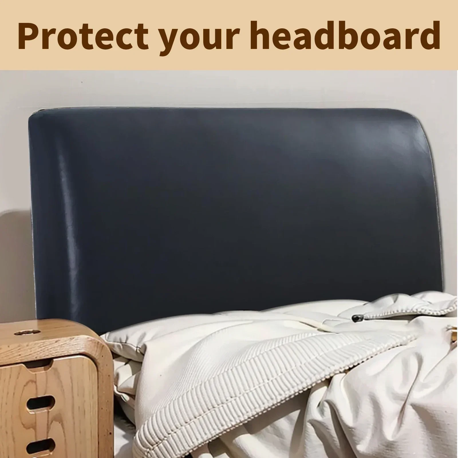 PU Leather Bedhead Covers Waterproof Bed Headboard Covers Elastic All-Inclusive Bed Headboard Cover Dust Protection Home Hotel