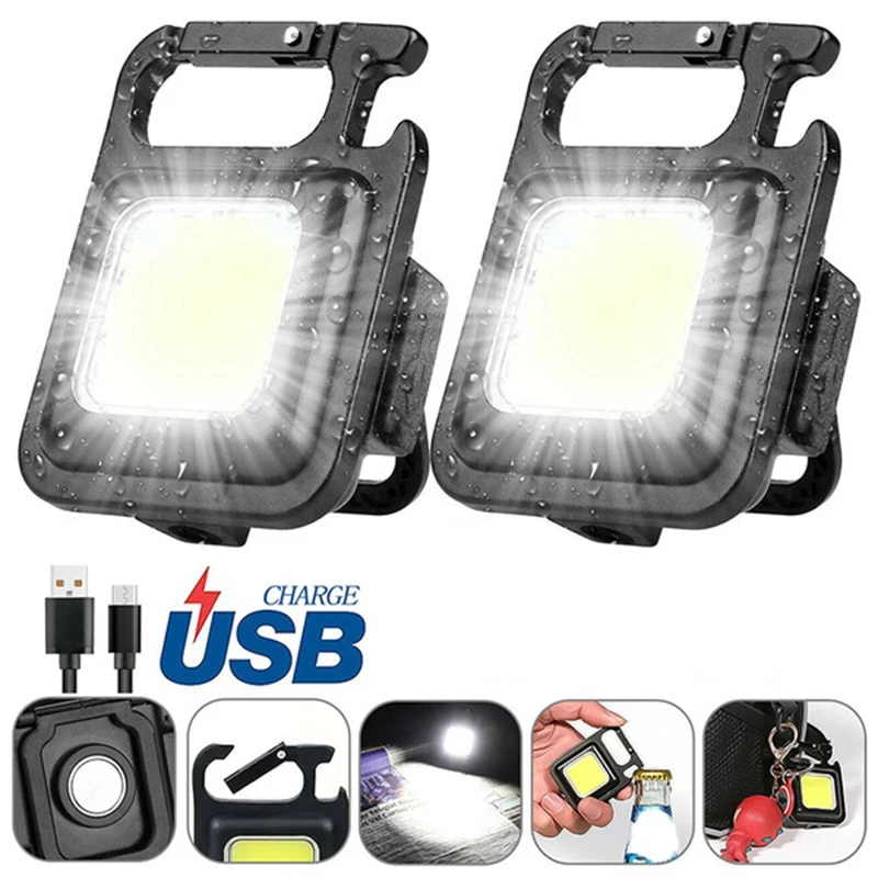 LED Lamp Mini Magnetic COB 800Lumens Ultra Bright Rechargeable Keychain 3 Mode Portable Camping&Working