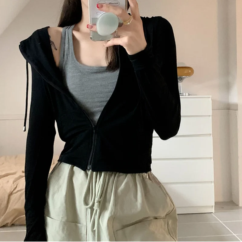 

Женские толстовки Y2K с принтом леса, женские свитшоты 2022, осенние женские укороченные топы на молнии с длинным рукавом и капюшоном