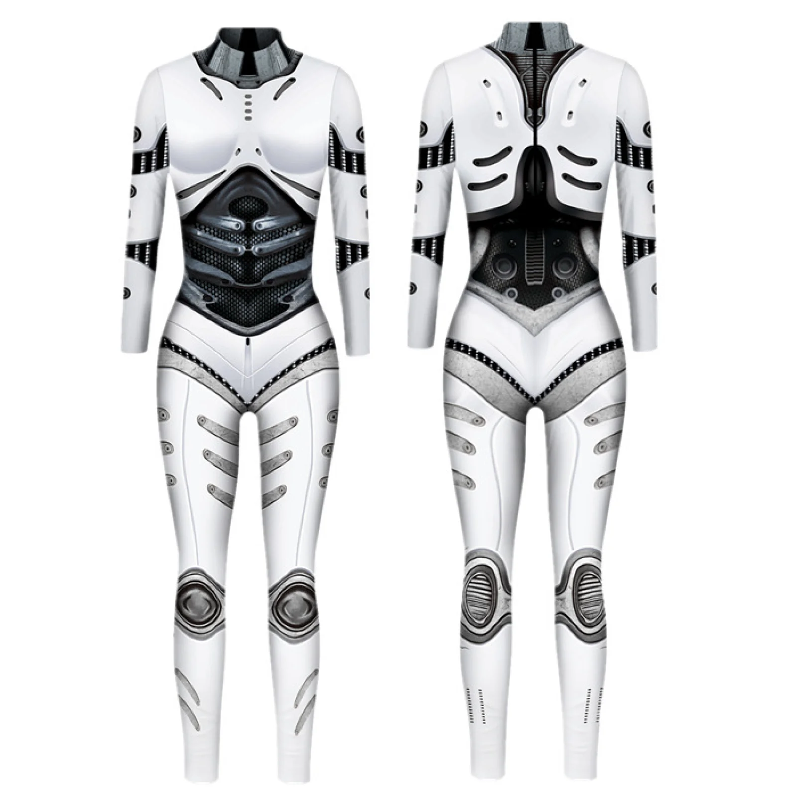 thumbnail image 1 of Mono de moda para mujer, estilo robot guerrero punk, tecnología del futuro, disfraz de carnaval, traje sexy ajustado para niña, 1 of 5