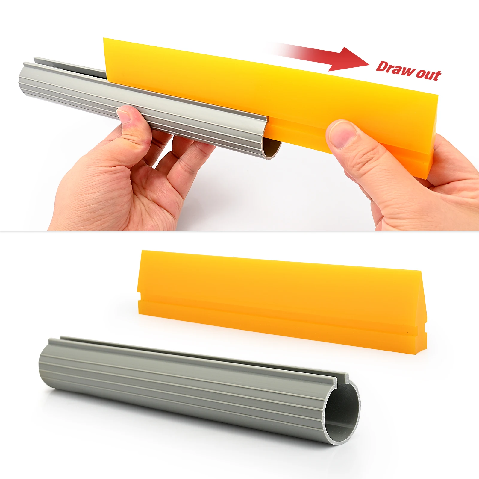 FOSHIO 23CM Wide Rubber Blade Ice Scraper Tube Handle Squeegee Car Mirror Home Glass Window Cleaning Tool Water Removal Wiper