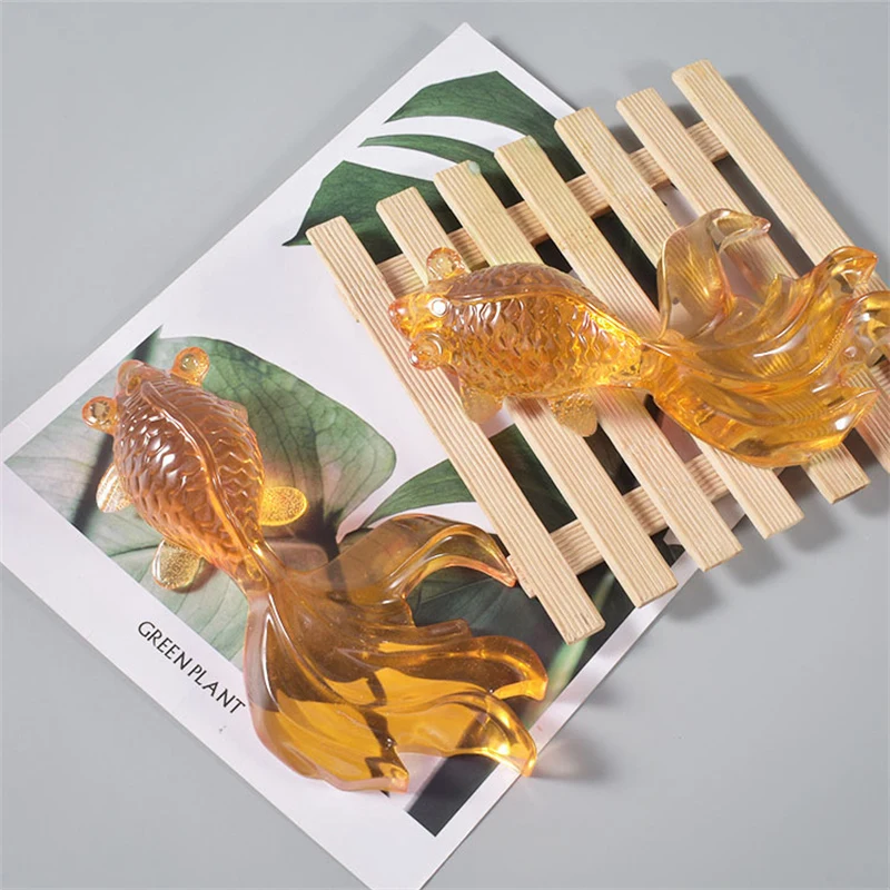 Diy Crystal Drop Glue Koi Mold Irregular Flat Table Ornaments Large Goldfish Silicone Mold