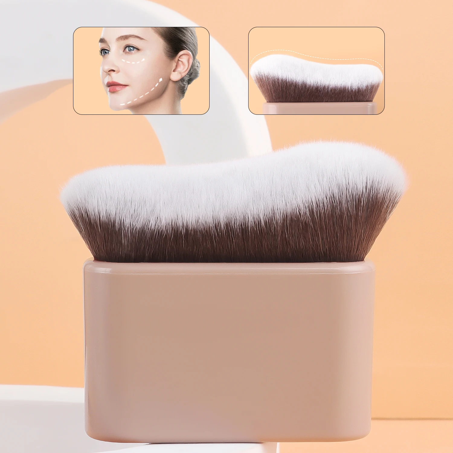 Foundation Brush, 1pcs Plastic Creative	wave Fit Perfectly Cosmetic Brush	at home or On-the-Go 2
