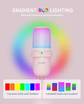 USB Gaming Microphone for PC PS4 PS5 Mac, Pink Condenser Mic with RGB Lighting, Pop Filter, Shock Mount 2