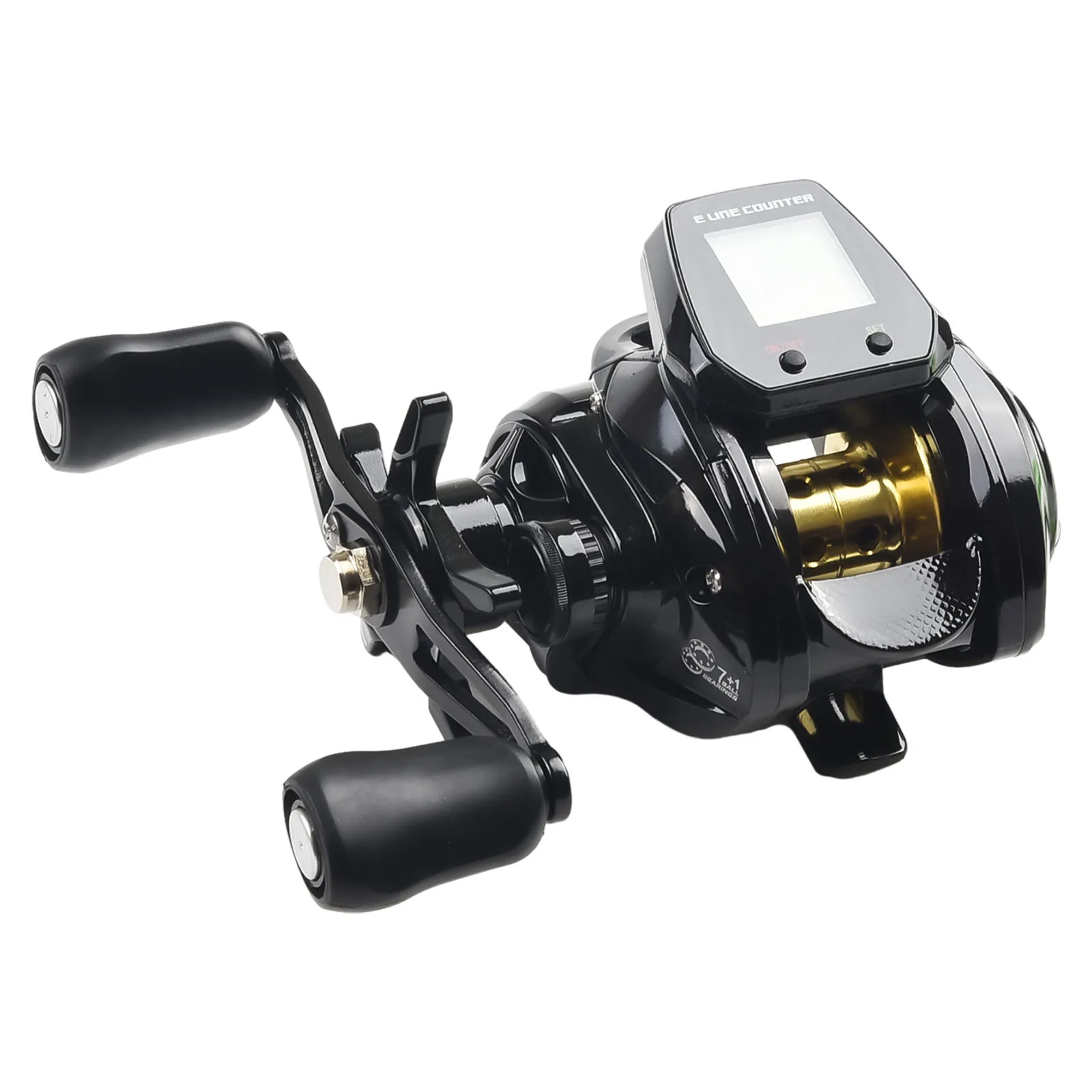 

Reel Fishing Reel Gear Line Counter Ratio Rechargeable Battery Reels 7.2:1 Aluminum Alloy Baitcasting Reel Black
