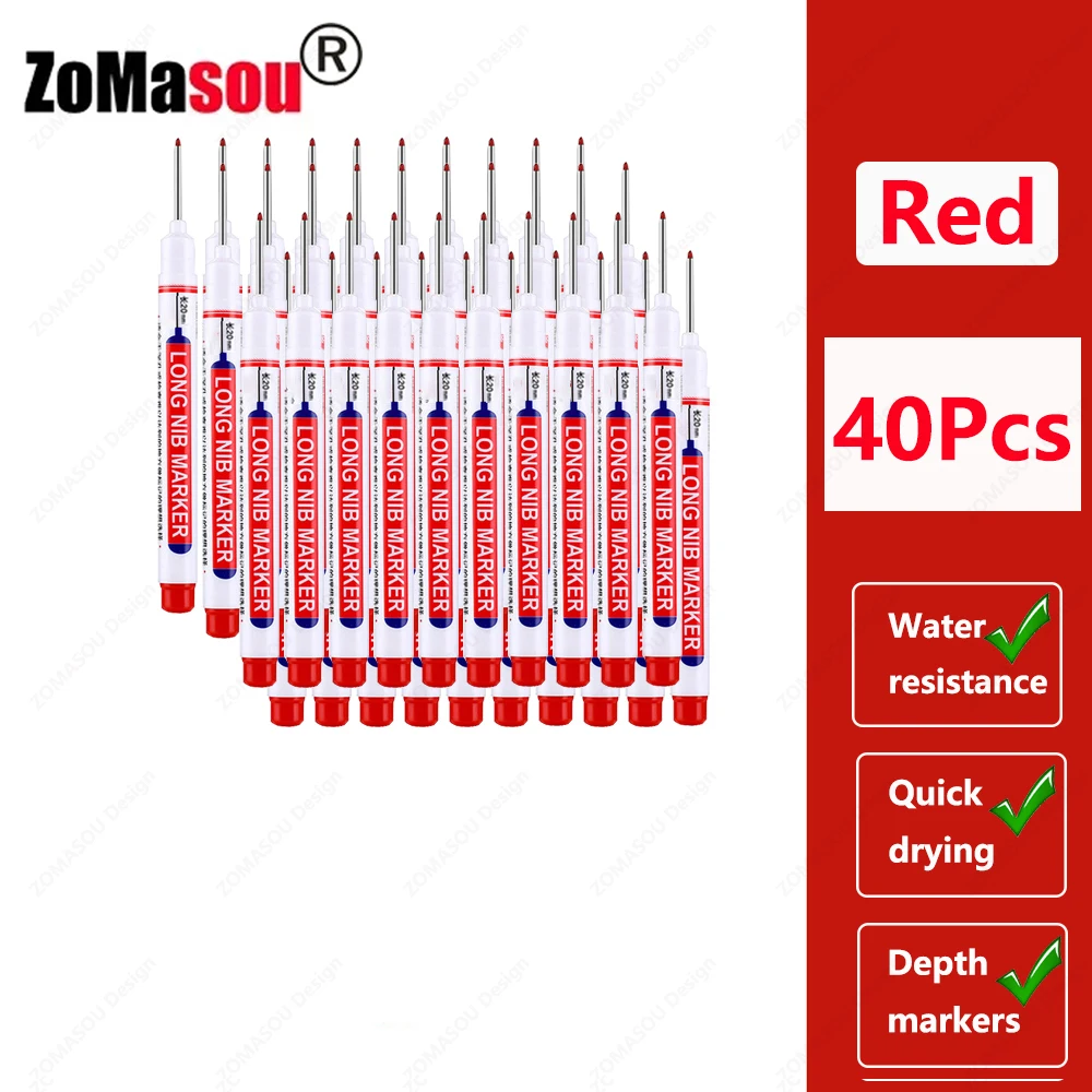 Waterproof Deep Hole Marker Pen - 2cm Long Head for Metal & Woodworking (1-100 Pcs, Red/Black/Blue/Green Ink)