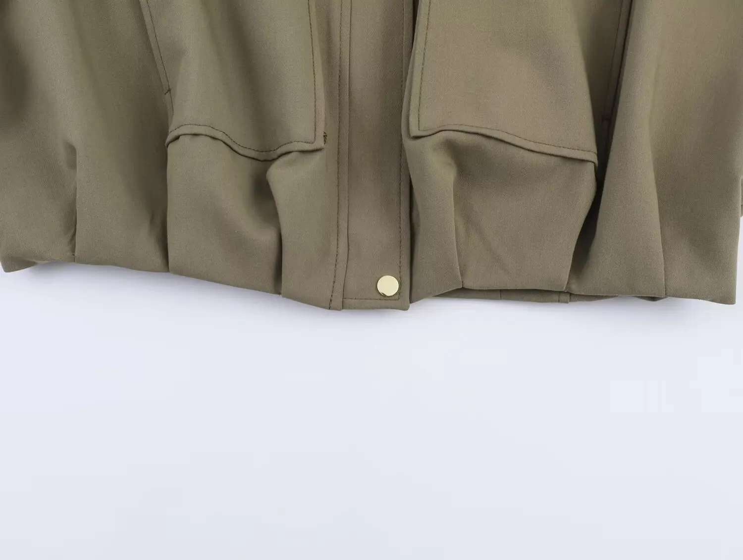 Women's Army Green Pilot Jacket Coat Female Fashion Turn-Down Collar Long Sleeve Loose Coats Lady Vintage Outerwear Chic Tops