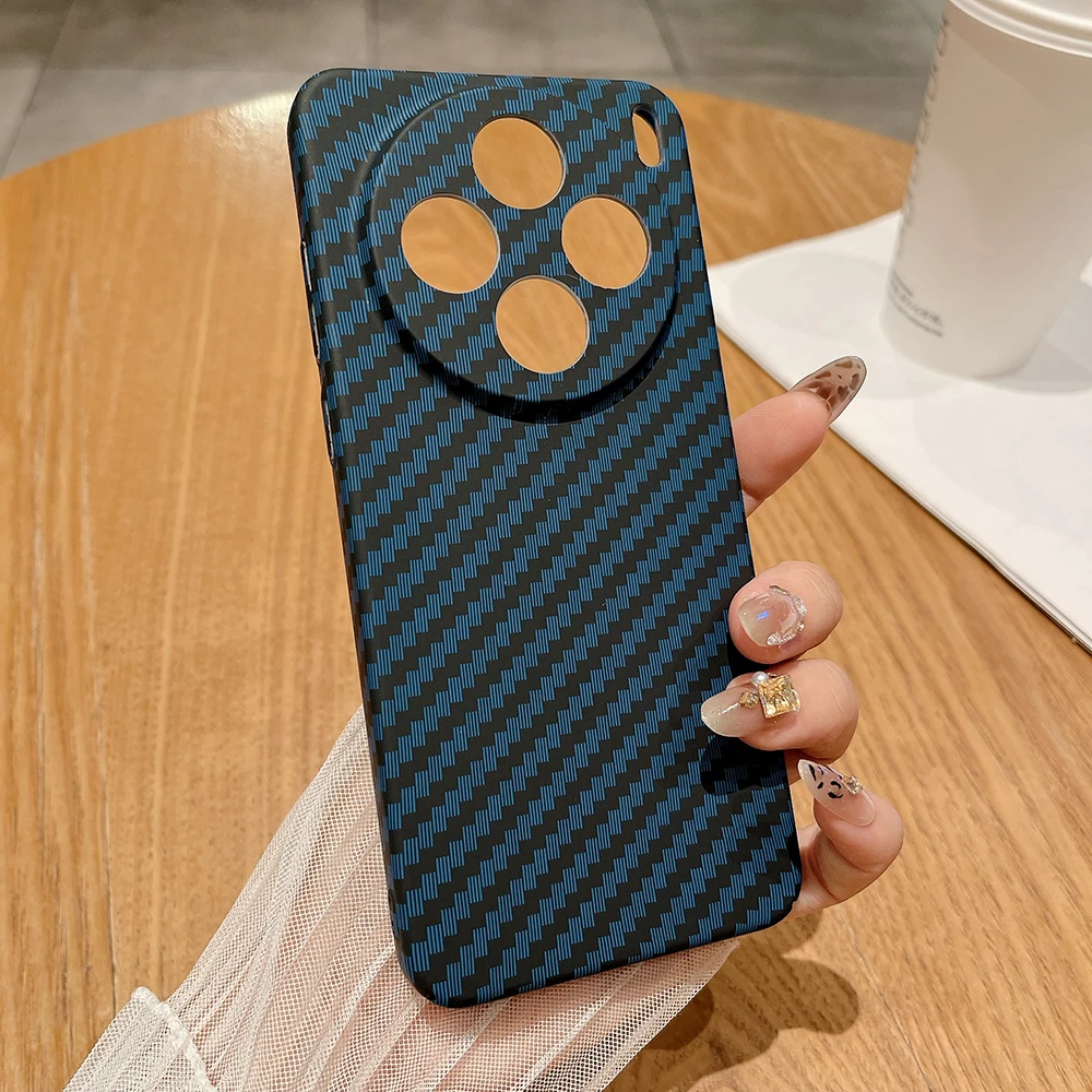 Slim Carbon Fiber Pattern PC Hard Case with Camera Protection, Durable Phone Cover
