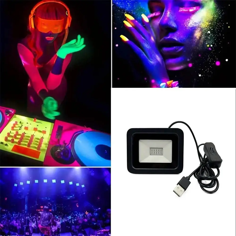항균 5V USB UV LED 투광등 고출력 395nm UVA 투광등 휴대용 방수 UV 형광등 분위기 조명