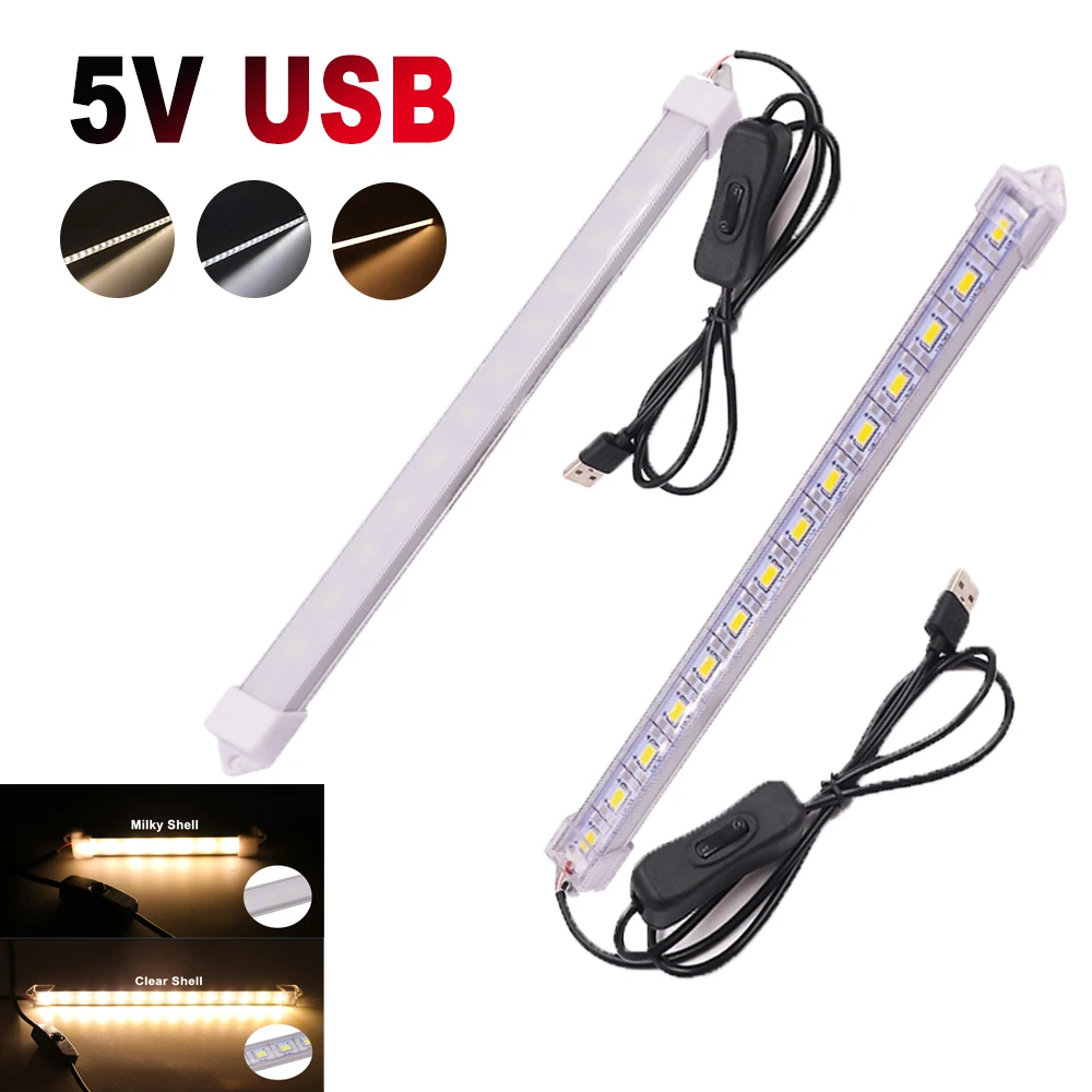 LED Light LED Cabinet Light LED Light Bar 5V LED Bar Lights with USB Switch 35/40/50CM SMD 5630 Milky/White Shell LED Rigid Strip Light for Kitchen Under Cabinet Lighting