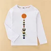 Kids Casual T-shirt Solar System Pattern Tops Baby Boys Cotton Fashion Shirt 3-14T Children Long Sleeved Tees 2