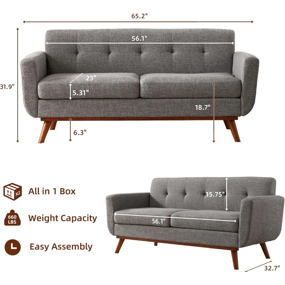 Modern Tufted Loveseat Sofa 2